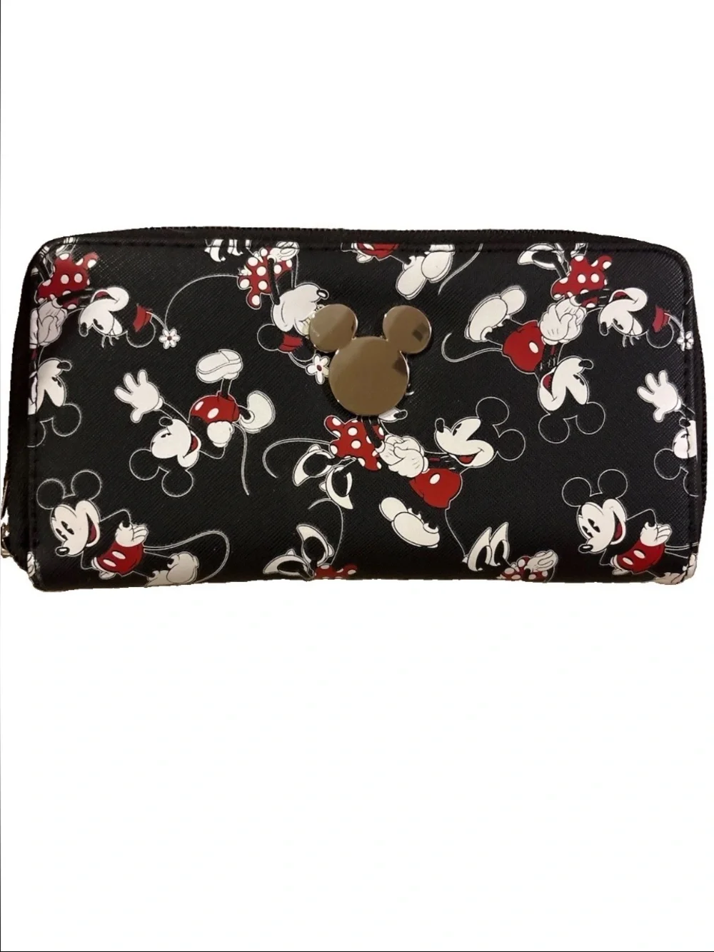 Disney Minnie Mouse Character Zip-Around Wallet Black Red White Themed Accessory